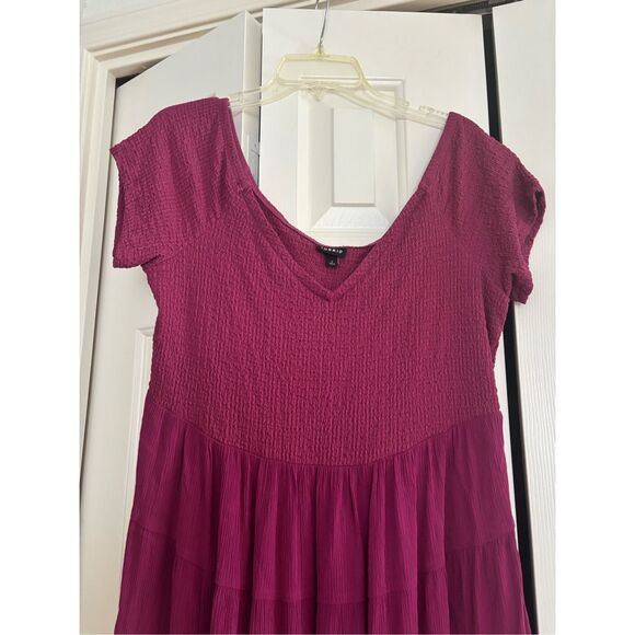 Torrid Smocked and Gauze Low Shoulder Top - Picture 2 of 5